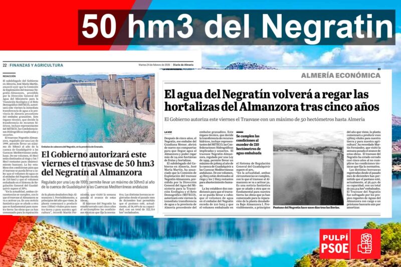 El Gobierno autoriza  el trasvase del Negratín al Almanzora